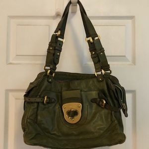 Alexander McQueen distressed green tote 2009